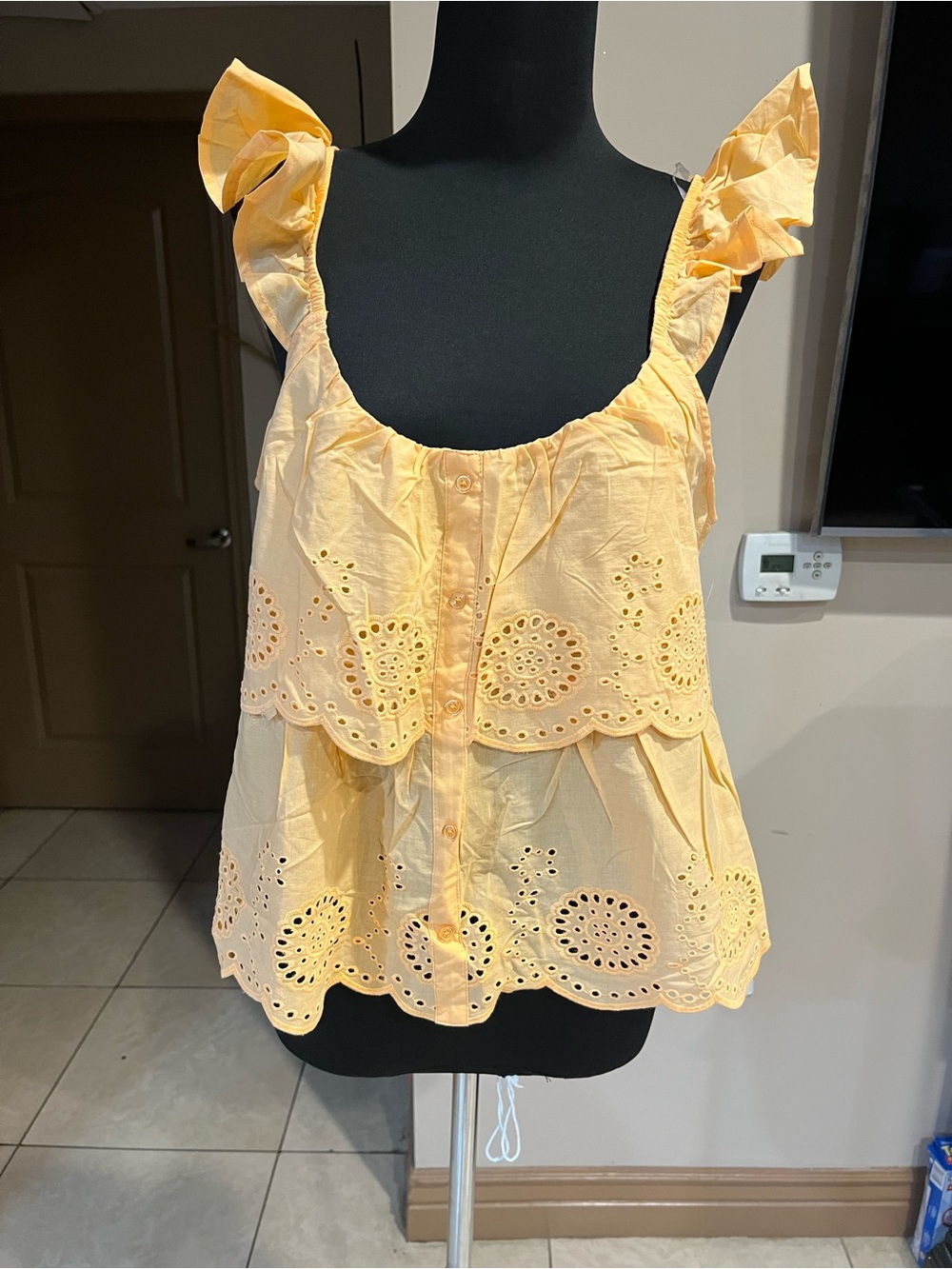 Derek Heart light Orange Eyelet Ruffle Strap Camisole